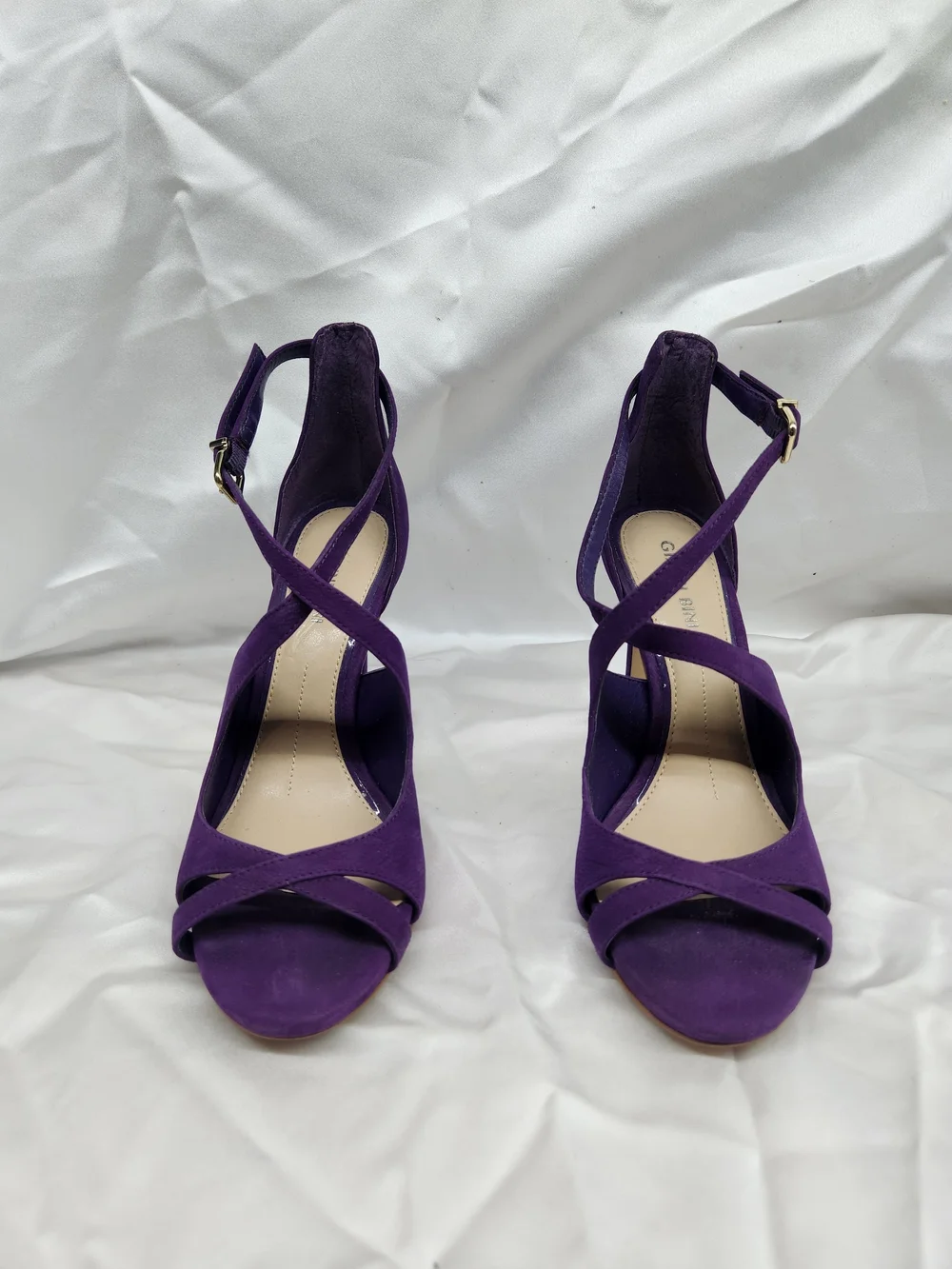 Gianni Bini Purple Suede Crisscross Ankle Strap Heels